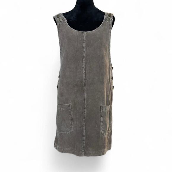 American Vintage Dresses & Skirts - Corduroy Brown Utility Pinafore Dress – Cottagecore Workwear [L]